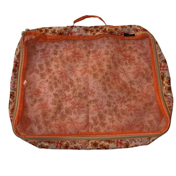 Ellen Tracy Orange Floral Travel packing cube - Picture 1 of 8
